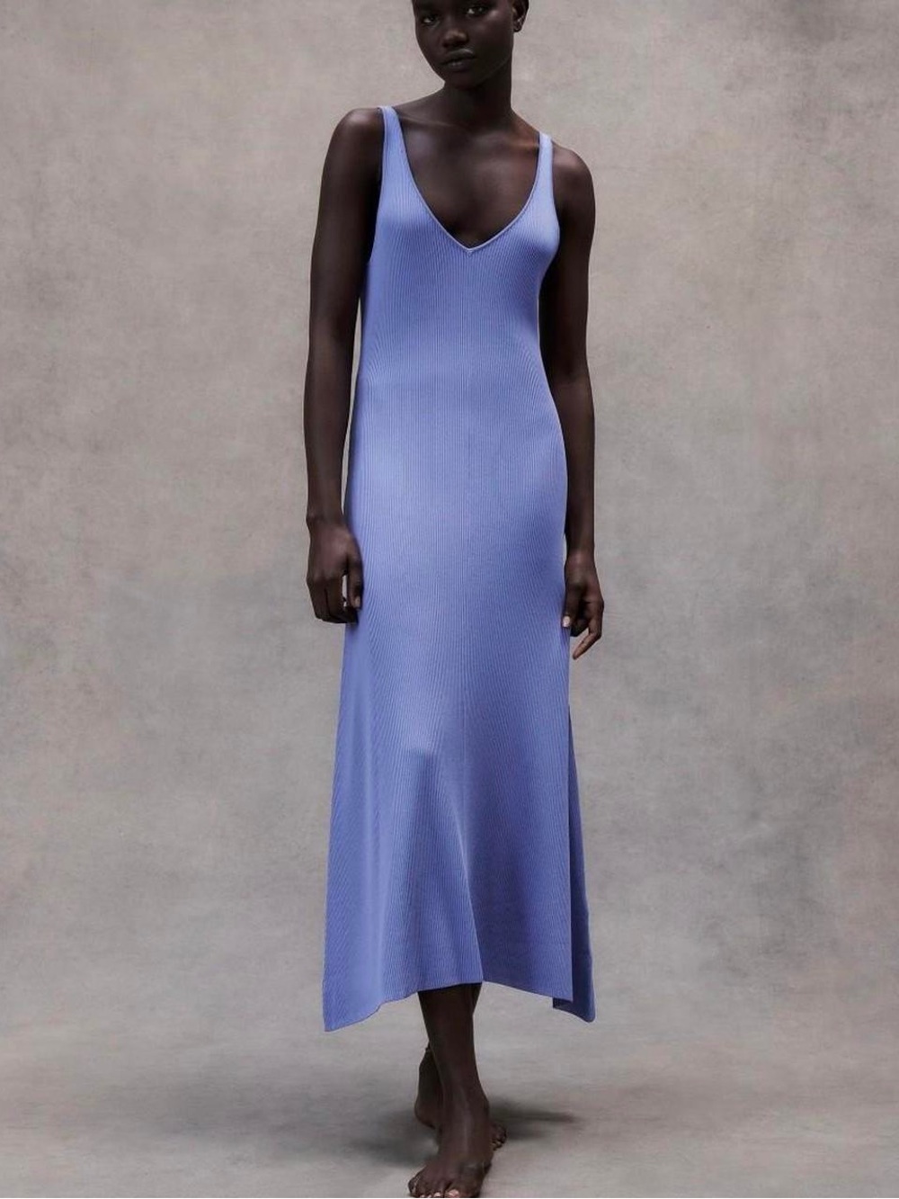 Zara Sleeveless V-Neck Maxi Dress in Periwinkle Blue